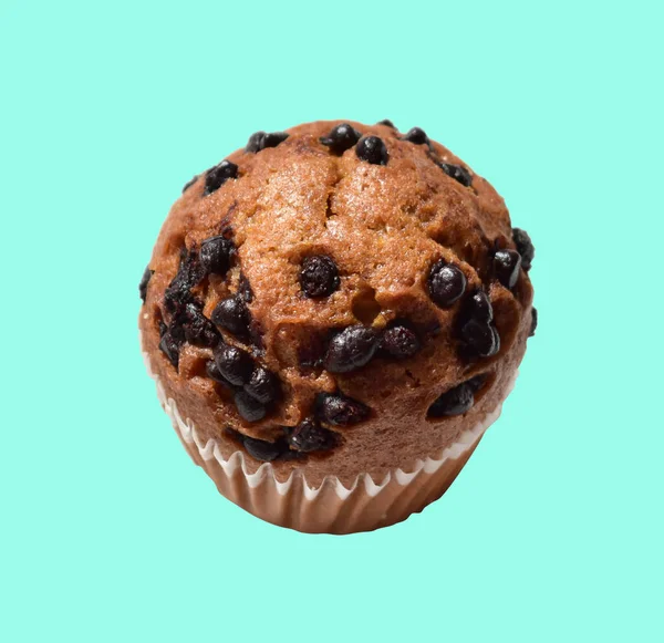 Muffin Geïsoleerd Met Clipping Pad Geen Schaduw Groene Achtergrond Dessert — Stockfoto