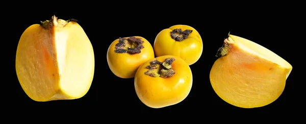 Crispy Persimmon Isolated Fresh Korean Orange Persimmon Fruit Clipping Path — Stock Photo, Image