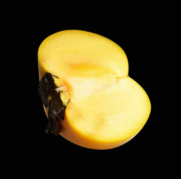 Crispy Persimmon Isolated Fresh Korean Orange Persimmon Fruit Clipping Path — Stock Photo, Image