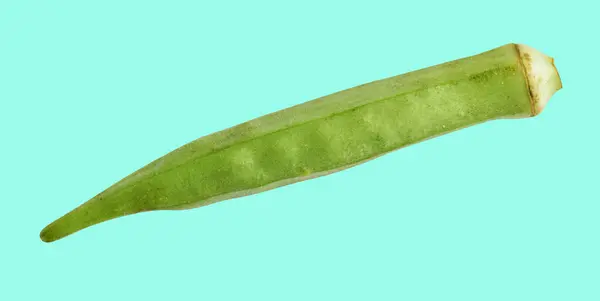 Green Okra Isolated Clipping Path Green Background Shadow Healthy Vegetables — Stock Photo, Image