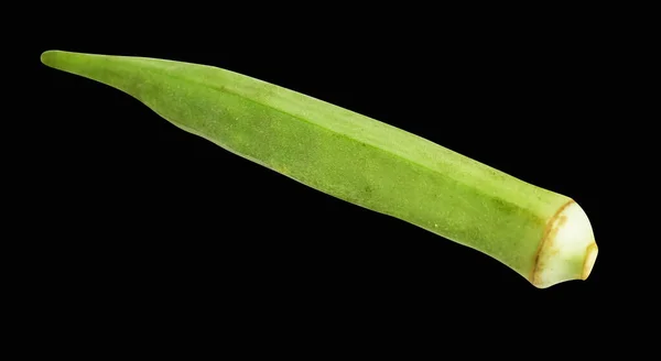 Πράσινη Μπάμιες Απομονωμένες Μονοπάτι Μαύρο Φόντο Χωρίς Σκιά Υγιή Λαχανικά — Φωτογραφία Αρχείου