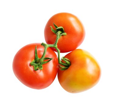 Kesme yolu olan domatesler, beyaz arka planda gölge yok, kırmızı domatesler.