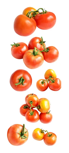Tomates Aislados Con Ruta Recorte Sin Sombra Fondo Blanco Racimo — Foto de Stock