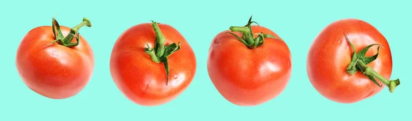 Tomates Aislados Con Ruta Recorte Sin Sombra Fondo Verde Racimo —  Fotos de Stock