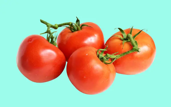 Tomates Isolados Com Caminho Recorte Sem Sombra Fundo Verde Tomates — Fotografia de Stock