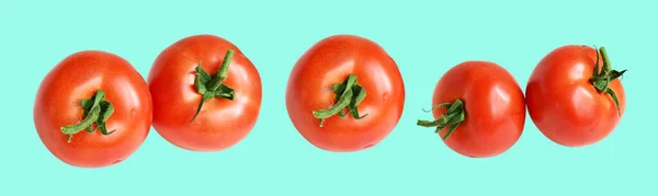 Tomates Isolées Avec Chemin Coupe Pas Ombre Dans Fond Vert — Photo