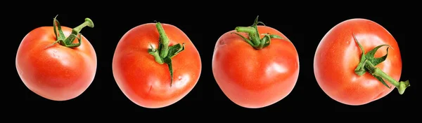 Tomates Isolados Com Caminho Recorte Sem Sombra Fundo Preto Tomates — Fotografia de Stock