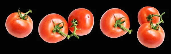 Pomodori Isolati Con Percorso Ritaglio Nessuna Ombra Sullo Sfondo Nero — Foto Stock