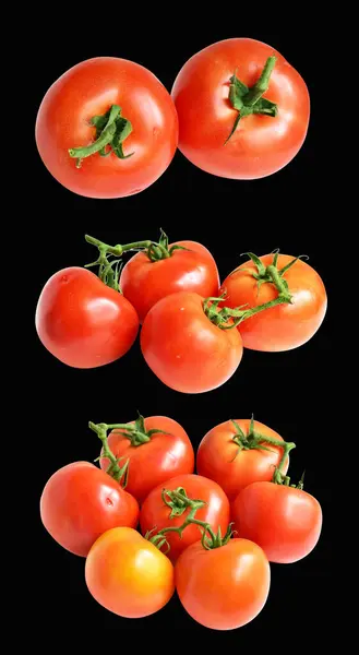 Tomaten Geïsoleerd Met Clipping Pad Geen Schaduw Zwarte Achtergrond Rode — Stockfoto