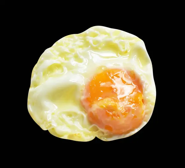 Fried Egg Isolated Clipping Path Kein Schatten Auf Schwarzem Hintergrund — Stockfoto