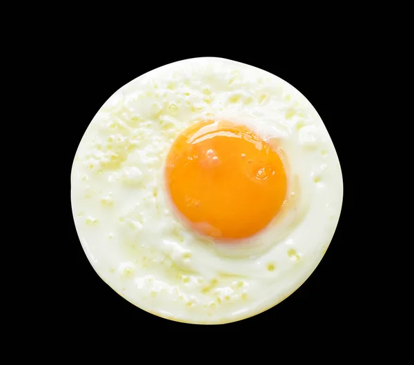 Jajko Smażone Odizolowane Ścieżką Wycinania Bez Cienia Czarnym Tle Jajko — Zdjęcie stockowe