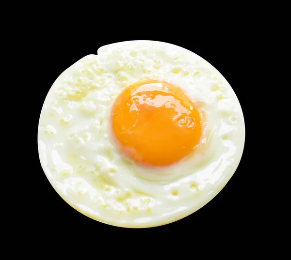 Jajko Smażone Odizolowane Ścieżką Wycinania Bez Cienia Czarnym Tle Jajko — Zdjęcie stockowe