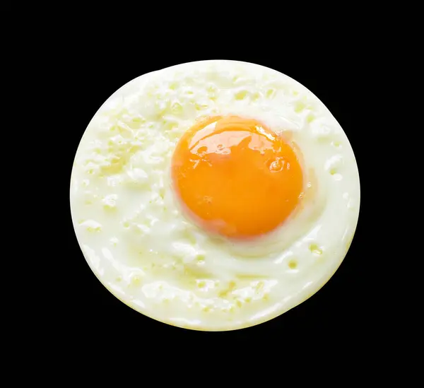 Fried Egg Isolated Clipping Path Kein Schatten Auf Schwarzem Hintergrund — Stockfoto