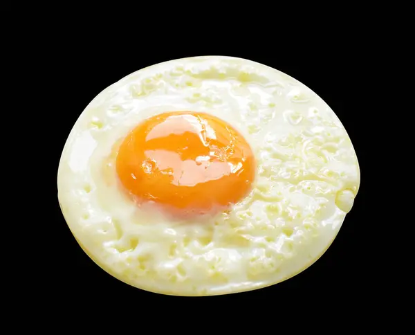 Смажене Яйце Ізольоване Відсічним Контуром Тіні Чорному Тлі Куряче Яйце — стокове фото