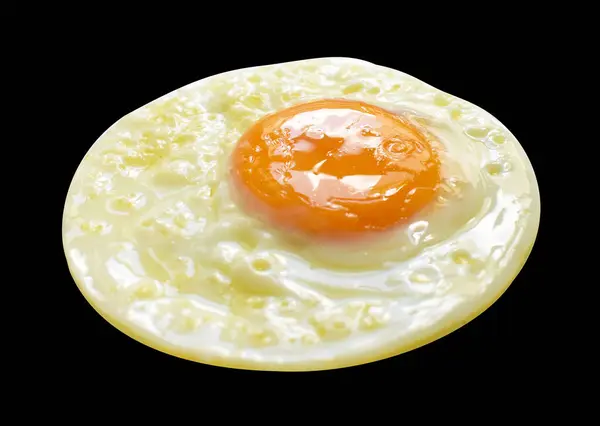 Жареное Яйцо Изолированное Вырезанием Пути Тени Черном Фоне Куриное Яйцо — стоковое фото