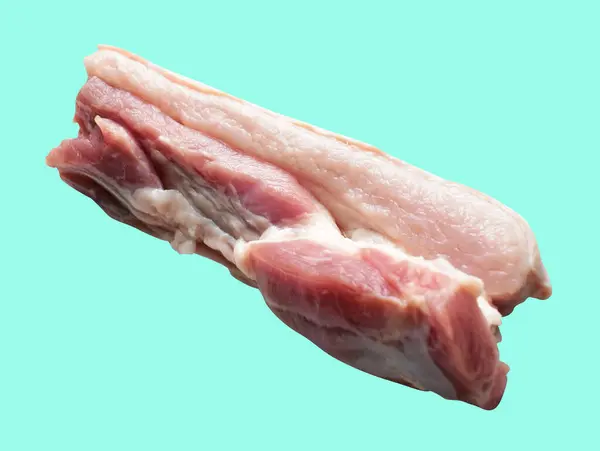 Vientre Cerdo Carne Cruda Aislada Con Camino Recorte Sin Sombra —  Fotos de Stock