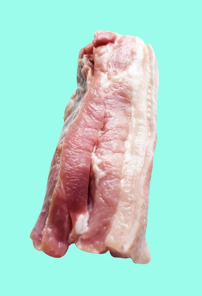 Χοιρινή Κοιλιά Ωμό Κρέας Απομονωμένο Μονοπάτι Αποκοπής Χωρίς Σκιά Πράσινο — Φωτογραφία Αρχείου