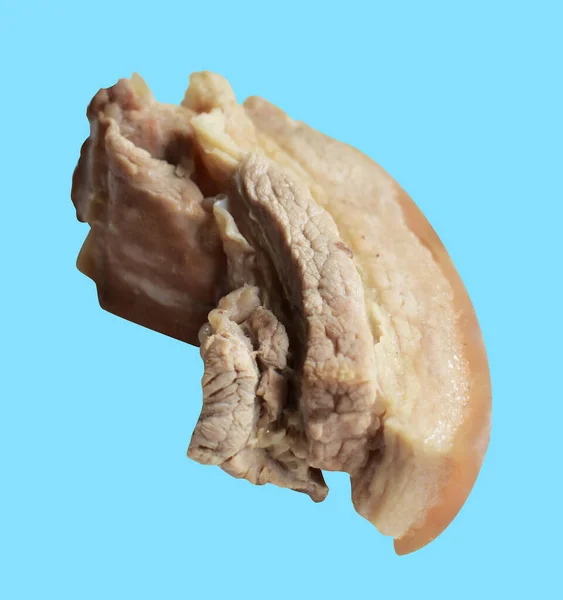 Carne Maiale Pancetta Bollita Isolata Con Percorso Ritaglio Nessuna Ombra — Foto Stock