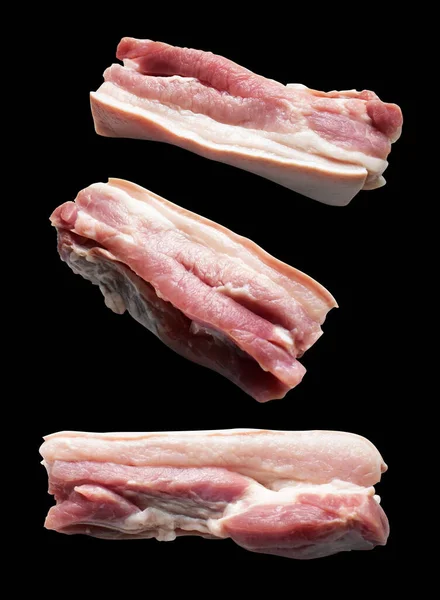 Pancia Maiale Carne Cruda Isolata Con Percorso Ritaglio Nessuna Ombra — Foto Stock