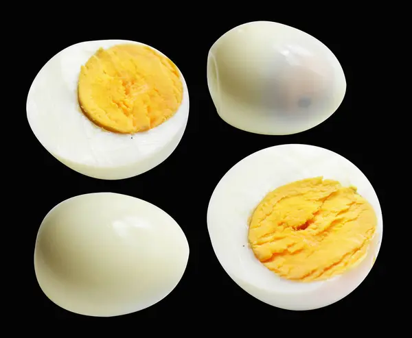 Boiled Egg Isolated Clipping Path Shadow Black Background Chicken Egg — Stock Photo, Image