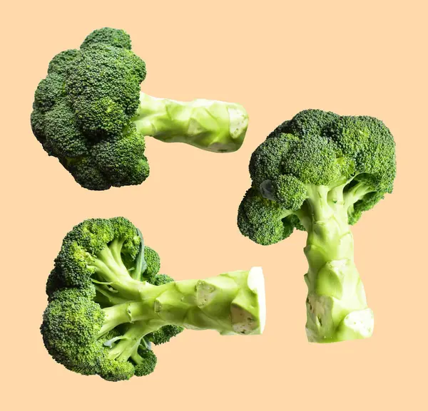 Broccoli Bloemkool Geïsoleerd Met Clipping Pad Incream Achtergrond Geen Schaduw — Stockfoto
