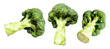 Brokoli ya da karnabahar kırpma yolu ile izole edilmiş beyaz arka plan, gölge yok, yemek malzemeleri, sağlıklı sebzeler