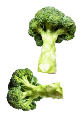 Brokoli ya da karnabahar kırpma yolu ile izole edilmiş beyaz arka plan, gölge yok, yemek malzemeleri, sağlıklı sebzeler