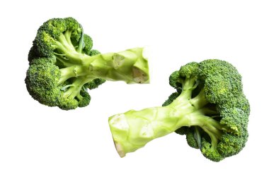 Brokoli ya da karnabahar kırpma yolu ile izole edilmiş beyaz arka plan, gölge yok, yemek malzemeleri, sağlıklı sebzeler