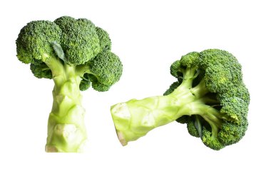 Brokoli ya da karnabahar kırpma yolu ile izole edilmiş beyaz arka plan, gölge yok, yemek malzemeleri, sağlıklı sebzeler