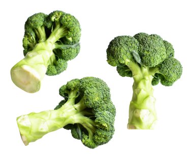 Brokoli ya da karnabahar kırpma yolu ile izole edilmiş beyaz arka plan, gölge yok, yemek malzemeleri, sağlıklı sebzeler