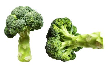 Brokoli ya da karnabahar kırpma yolu ile izole edilmiş beyaz arka plan, gölge yok, yemek malzemeleri, sağlıklı sebzeler