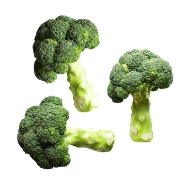Brokoli ya da karnabahar kırpma yolu ile izole edilmiş beyaz arka plan, gölge yok, yemek malzemeleri, sağlıklı sebzeler