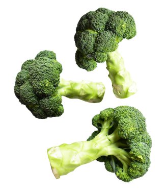 Brokoli ya da karnabahar kırpma yolu ile izole edilmiş beyaz arka plan, gölge yok, yemek malzemeleri, sağlıklı sebzeler