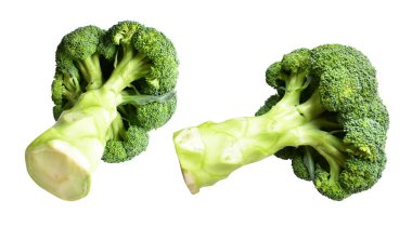 Brokoli ya da karnabahar kırpma yolu ile izole edilmiş beyaz arka plan, gölge yok, yemek malzemeleri, sağlıklı sebzeler