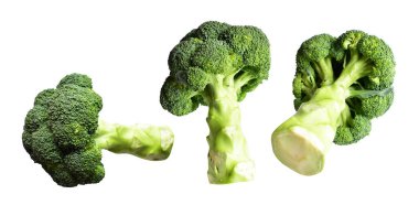 Brokoli ya da karnabahar kırpma yolu ile izole edilmiş beyaz arka plan, gölge yok, yemek malzemeleri, sağlıklı sebzeler