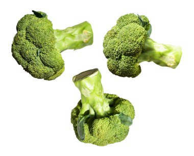 Brokoli ya da karnabahar kırpma yolu ile izole edilmiş beyaz arka plan, gölge yok, yemek malzemeleri, sağlıklı sebzeler