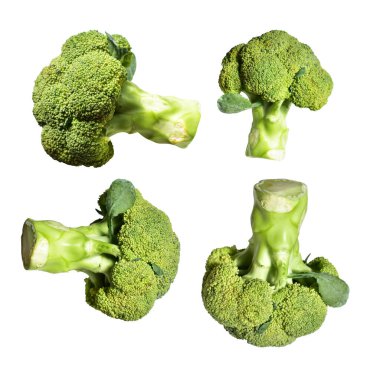Brokoli ya da karnabahar kırpma yolu ile izole edilmiş beyaz arka plan, gölge yok, yemek malzemeleri, sağlıklı sebzeler