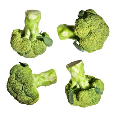 Brokoli ya da karnabahar kırpma yolu ile izole edilmiş beyaz arka plan, gölge yok, yemek malzemeleri, sağlıklı sebzeler