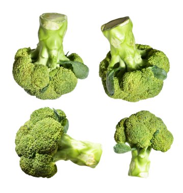 Brokoli ya da karnabahar kırpma yolu ile izole edilmiş beyaz arka plan, gölge yok, yemek malzemeleri, sağlıklı sebzeler