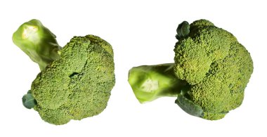 Brokoli ya da karnabahar kırpma yolu ile izole edilmiş beyaz arka plan, gölge yok, yemek malzemeleri, sağlıklı sebzeler