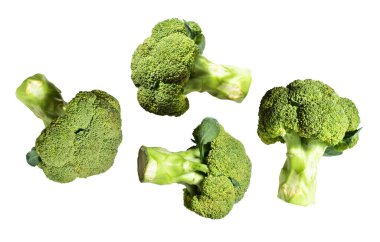 Brokoli ya da karnabahar kırpma yolu ile izole edilmiş beyaz arka plan, gölge yok, yemek malzemeleri, sağlıklı sebzeler