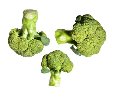 Brokoli ya da karnabahar kırpma yolu ile izole edilmiş beyaz arka plan, gölge yok, yemek malzemeleri, sağlıklı sebzeler