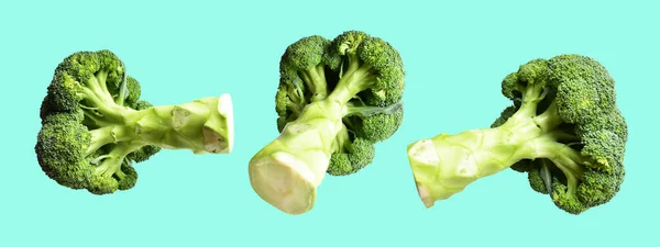 花椰菜或花椰菜分离与剪枝路径林绿色背景 无阴影 烹调配料 健康蔬菜 — 图库照片