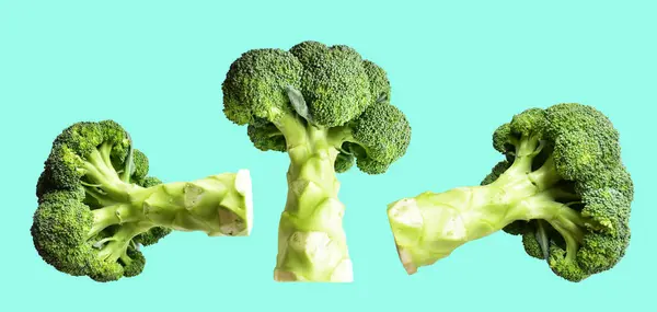 Broccoli Cauliflower Isolated Clipping Path Ingreen Background Shadow Cooking Ingredients — Stock Photo, Image