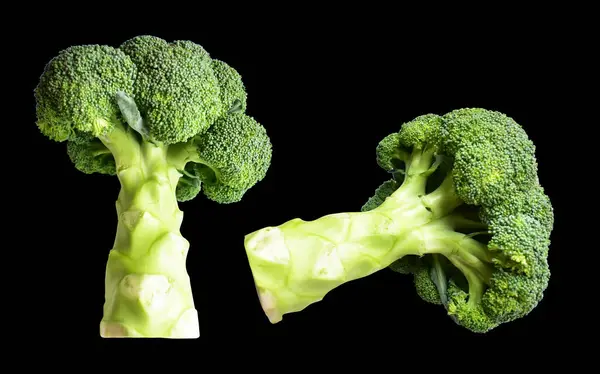 Broccoli Bloemkool Geïsoleerd Met Clipping Pad Inblack Achtergrond Geen Schaduw — Stockfoto