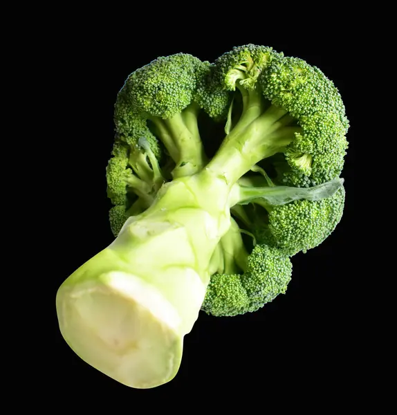 花椰菜或花椰菜分离 剪枝路径黑色背景 无阴影 烹调配料 健康蔬菜 — 图库照片
