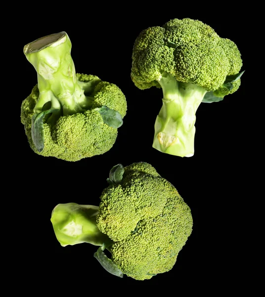 Broccoli Bloemkool Geïsoleerd Met Clipping Pad Inblack Achtergrond Geen Schaduw — Stockfoto