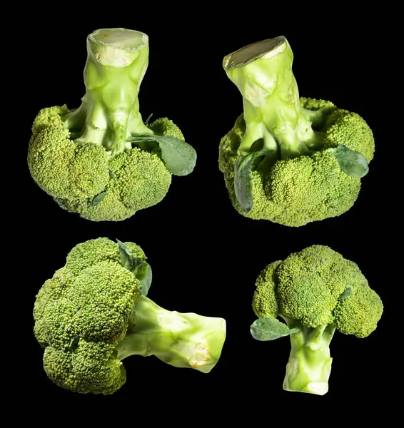 ブラッコリーまたはカリフラワー クリッピングパス ブラックバック 調理材料 健康な野菜で隔離 — ストック写真