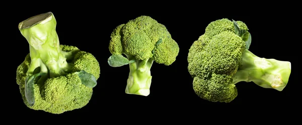 Broccoli Cauliflower Isolated Clipping Path Inblack Background Shadow Cooking Ingredients — Stock Photo, Image