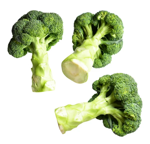 Brokoli ya da karnabahar kırpma yolu ile izole edilmiş beyaz arka plan, gölge yok, yemek malzemeleri, sağlıklı sebzeler